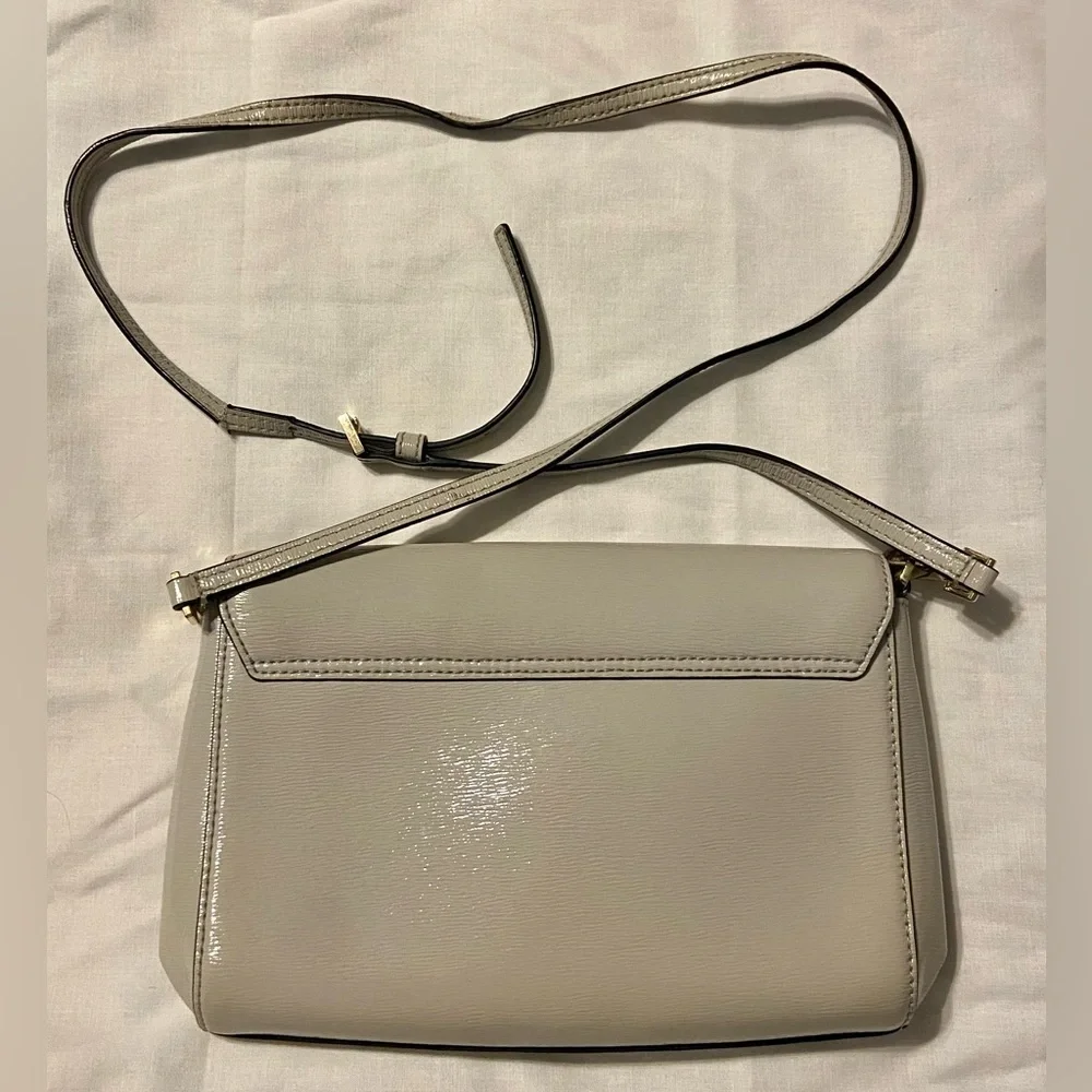 Kate Spade New York Womens Taupe Ivory Leather Detachable Strap Crossbody Bag